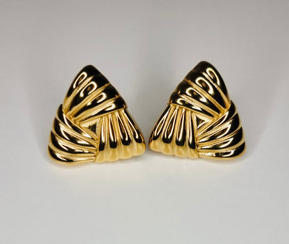 Striped Triangle-18K Gold Plated